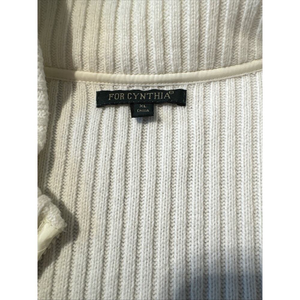 For Cynthia Women's Size XL Winter White Puffer Jacket Cardigan Long Sleeve - Picture 10 of 14